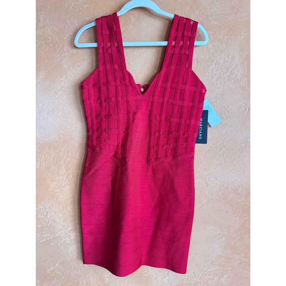 Marciano Bandage Dress Bodycon V Neck Mini NWT Large